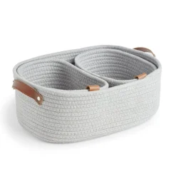 Rangement|Gifi Panière de rangement coton tressé gris 38x25xH13cm - petit modèle