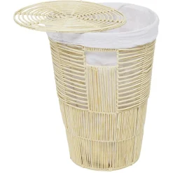 Rangement|Gifi Panière de rangement Gina imitation rotin plastique beige Ø40xH55cm