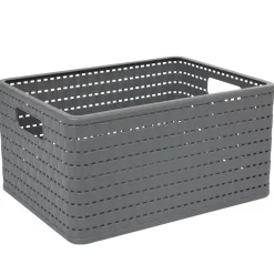 Entretien Du Linge|Gifi Panière de rangement grise effet tressé 18 L