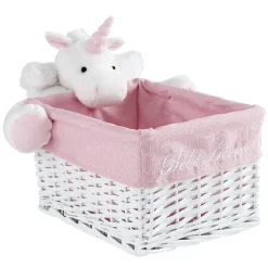 Rangement|Gifi Panière de rangement rectangle enfant licorne blanc rose 28 cm