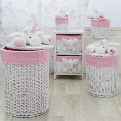 Rangement|Gifi Panière de rangement ronde enfant licorne blanc rose 37 cm