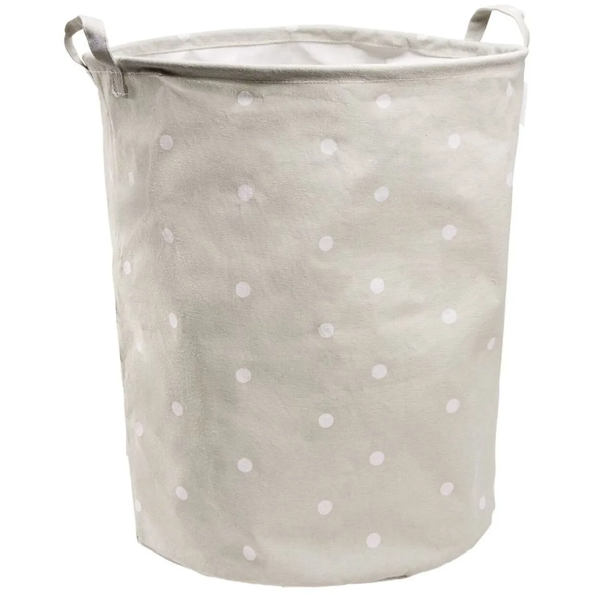 Rangement|Gifi Panière de rangement ronde avec poignées enfant gris motif blanc