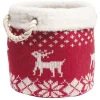 Rangement|Gifi Panière de rangement style chaussette de Noël rouge et blanc Ø25xH25cm
