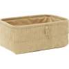Outlet Gifi Panière de rangement velours côtelé beige - 27,6x20xH12 cm