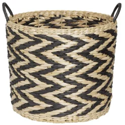 Rangement|Gifi Panière design chevrons noir naturel Ø35xH30 cm - ZEBRA