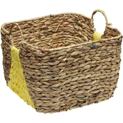 Rangement|Gifi Panière en Jonc de mer bicolore jaune naturel avec 2 anses taille M
