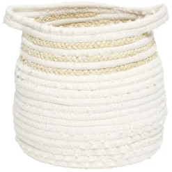 Rangement|Gifi Panière en jute et coton blanc 24 x 18 x H.22 cm