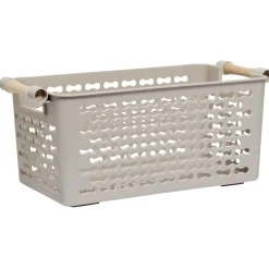 Rangement|Gifi Panière en plastique avec poignée bois 4L