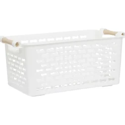 Rangement|Gifi Panière en plastique avec poignée bois 4L