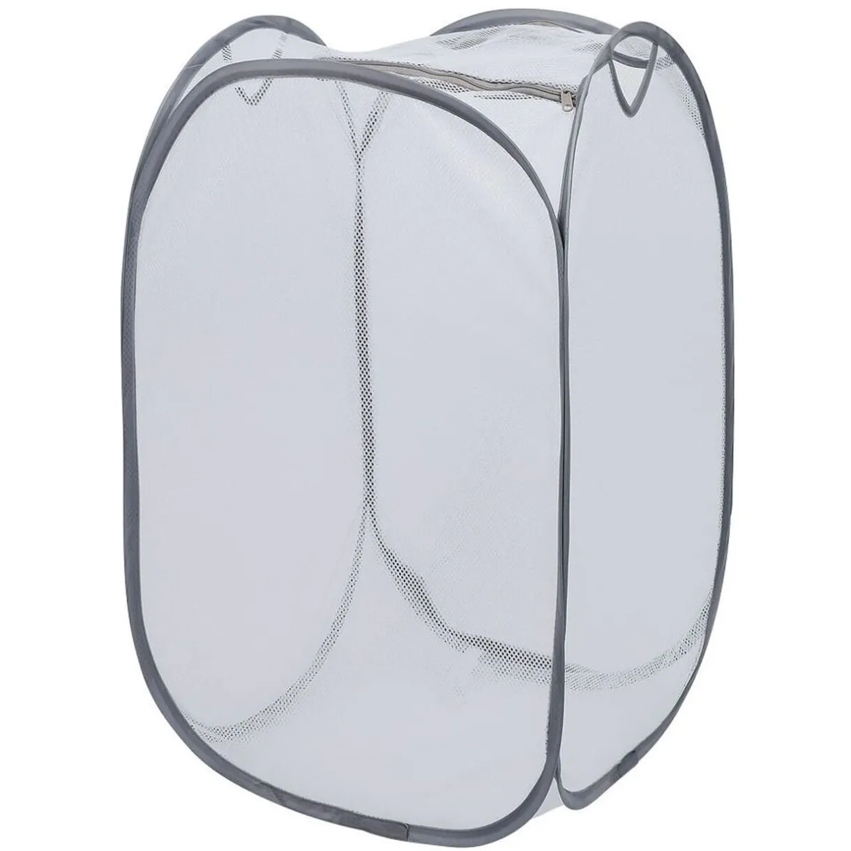 Entretien Du Linge|Gifi Panière 2-en-1 pliable 72L acier et polyester gris 38x38xH64cm