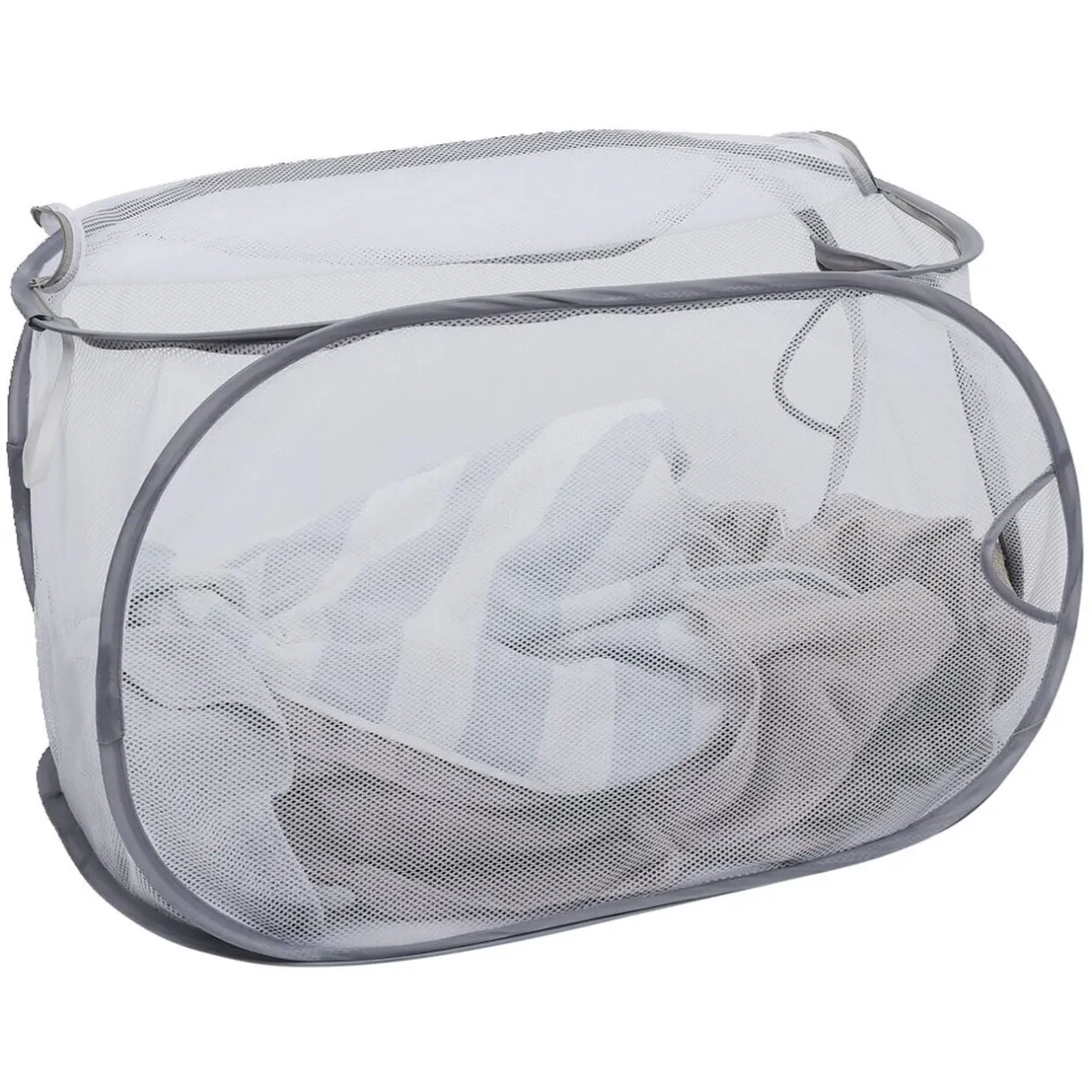Entretien Du Linge|Gifi Panière 2-en-1 pliable 72L acier et polyester gris 38x38xH64cm