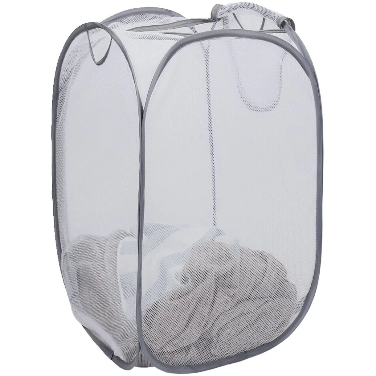 Entretien Du Linge|Gifi Panière 2-en-1 pliable 72L acier et polyester gris 38x38xH64cm