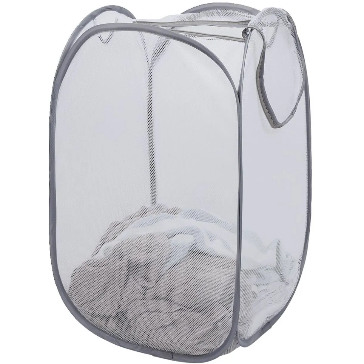 Entretien Du Linge|Gifi Panière 2-en-1 pliable 72L acier et polyester gris 38x38xH64cm