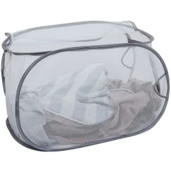 Entretien Du Linge|Gifi Panière 2-en-1 pliable 72L acier et polyester gris 38x38xH64cm