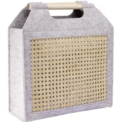 Rangement|Gifi Panière feutrine et bambou grise Moyen modèle 42x14xH38cm