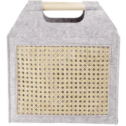 Rangement|Gifi Panière feutrine et bambou grise Petit modèle 37x10,5xH33,5cm