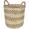 Rangement|Gifi Panière forme seau en jonc de mer naturel blanc noir