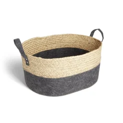 Rangement|Gifi Panière jacinthe d'eau feutrine beige et gris foncé 44x33xH20cm
