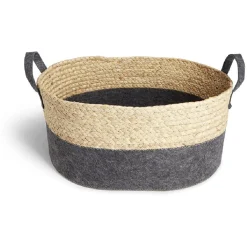 Rangement|Gifi Panière jacinthe d'eau feutrine beige et gris foncé 44x33xH20cm