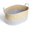 Rangement|Gifi Panière jacinthe d'eau feutrine beige et gris clair 44x33xH20cm