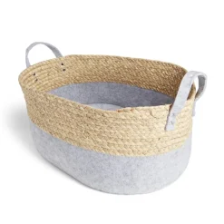 Rangement|Gifi Panière jacinthe d'eau feutrine beige et gris clair 44x33xH20cm