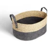 Rangement|Gifi Panière jacinthe d'eau feutrine beige et gris foncé 40x30xH18cm
