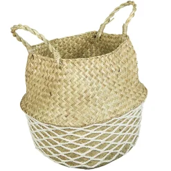 Rangement|Gifi Panière jacinthe d'eau tressée déco macramé anse cordage