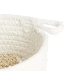 Rangement|Gifi Panière naturelle fibre de maïs coton beige et blanc Ø18xH16cm