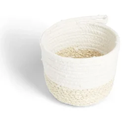 Rangement|Gifi Panière naturelle fibre de maïs coton beige et blanc Ø18xH16cm