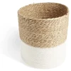 Rangement|Gifi Panière naturelle jacinthe d'eau coton beige et blanc Ø21xH21cm