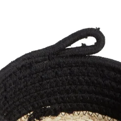 Rangement|Gifi Panière naturelle jacinthe d'eau coton beige et noir Ø15xH12cm