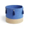 Rangement|Gifi Panière naturelle jute coton beige et bleu Ø26xH24cm