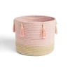 Rangement|Gifi Panière naturelle jute coton beige et rose Ø22xH20cm