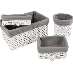 Rangement|Gifi Panière osier blanche et tissu gris