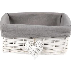 Rangement|Gifi Panière osier blanche et tissu gris