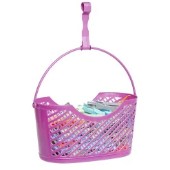 Entretien Du Linge|Gifi Panière ovale rose avec pinces à linge multicolores x110