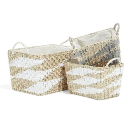 Rangement|Gifi Panière rectangulaire en jacinthe d'eau blanc naturel taille L