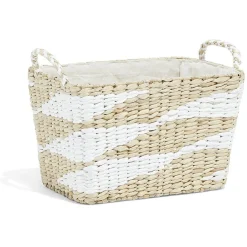 Rangement|Gifi Panière rectangulaire en jacinthe d'eau blanc naturel taille M