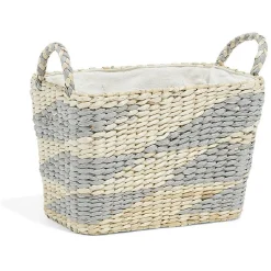 Rangement|Gifi Panière rectangulaire en jacinthe d'eau gris naturel taille S