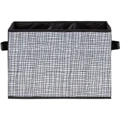 Entretien Du Linge|Gifi Panière rectangulaire en polyester motif quadrillage gris blanc