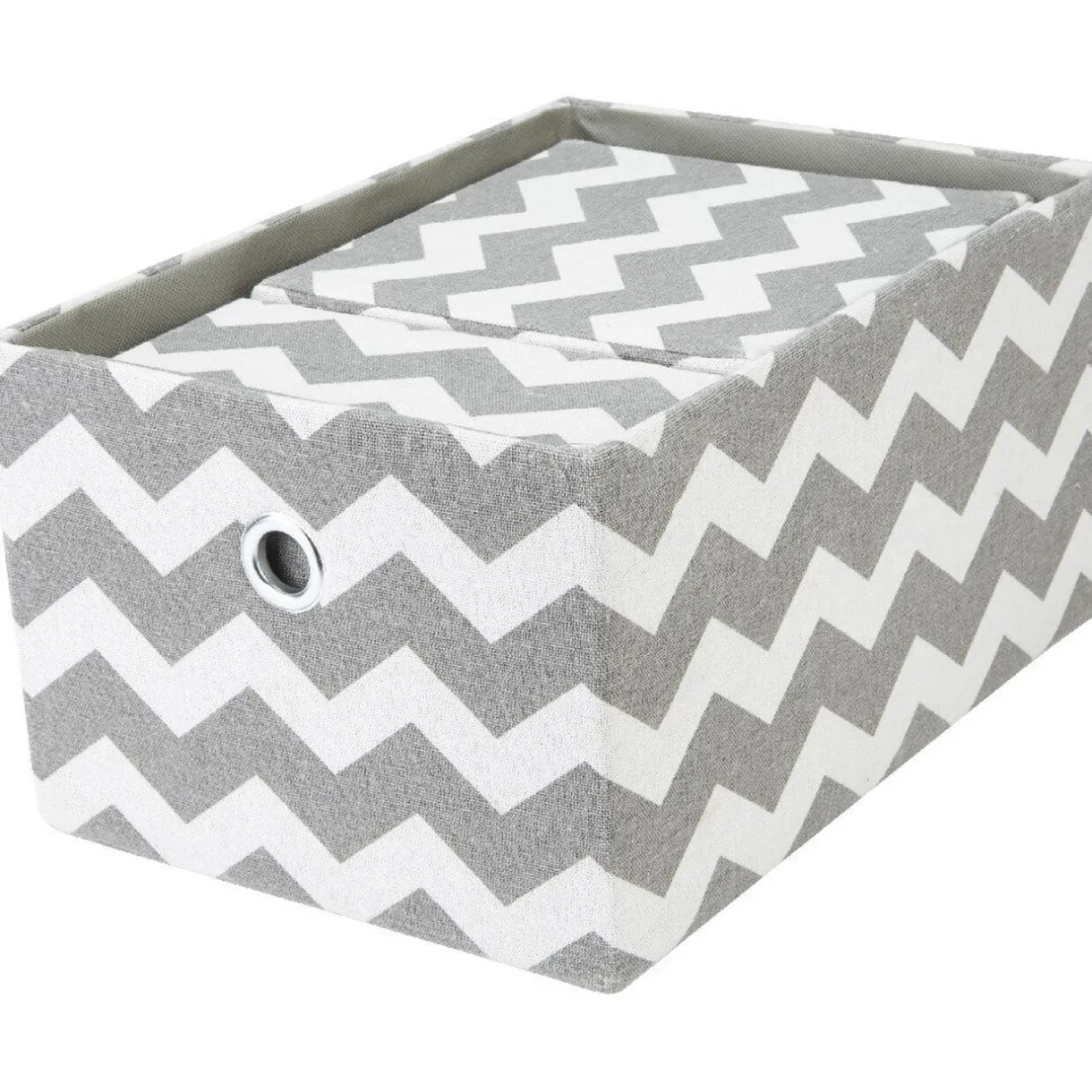 Rangement|Gifi Panière rectangulaire imprimé zig zap gris blanc x3