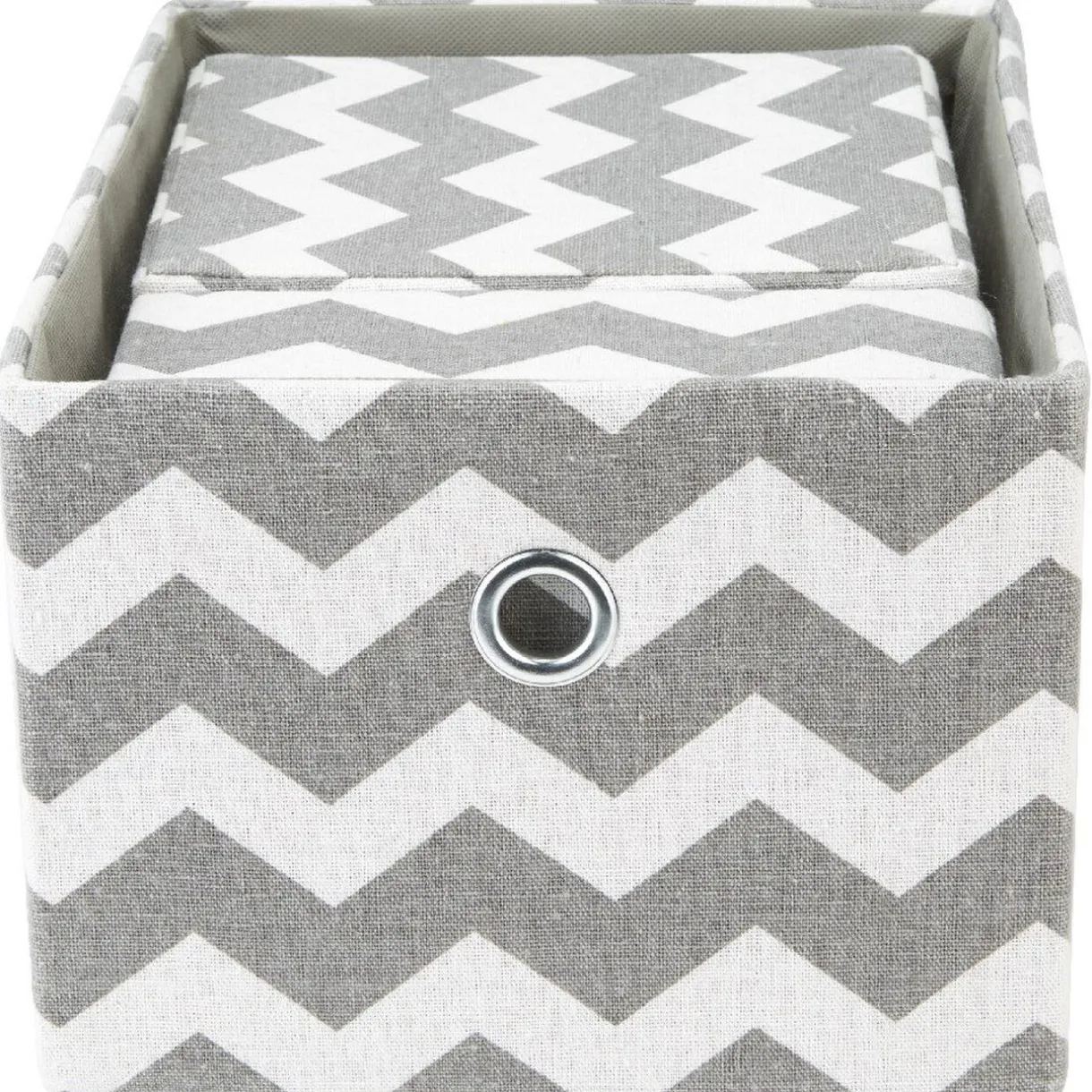 Rangement|Gifi Panière rectangulaire imprimé zig zap gris blanc x3