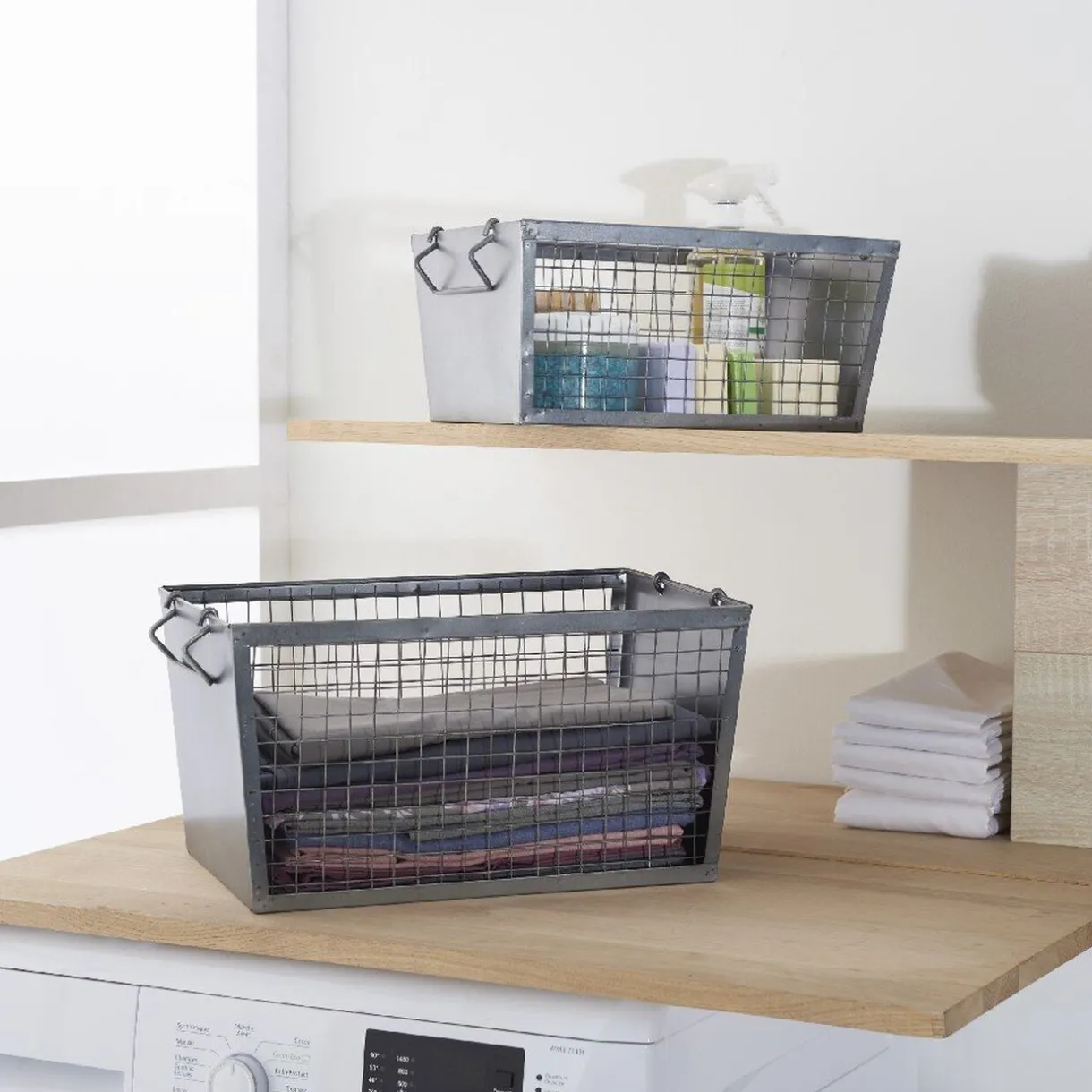 Rangement|Gifi Panière rectangulaire métal ajouré gris H. 20 cm