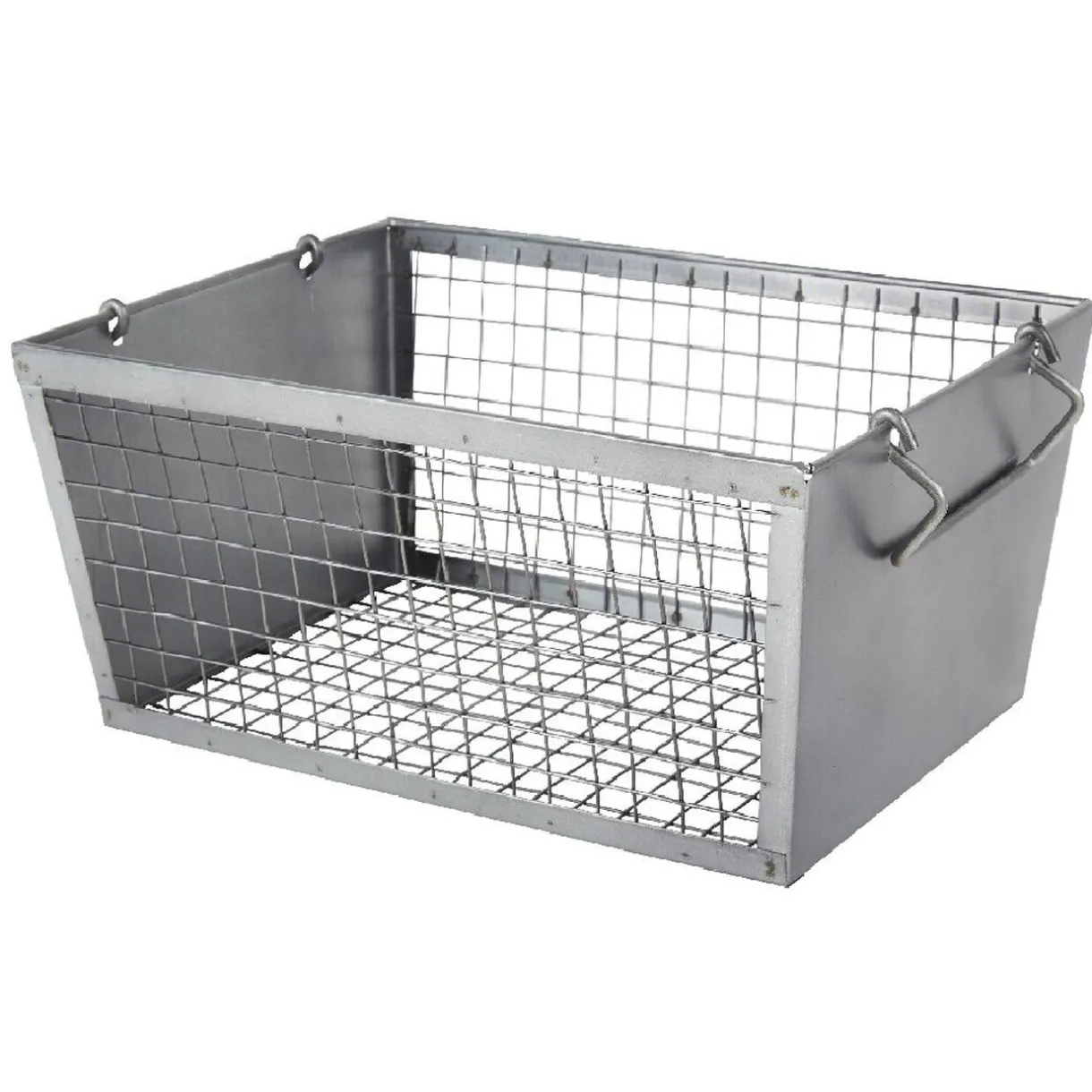 Rangement|Gifi Panière rectangulaire métal ajouré gris H. 20 cm