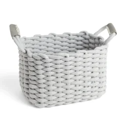 Rangement|Gifi Panière rectangulaire tricot coton gris 35x20xH25cm