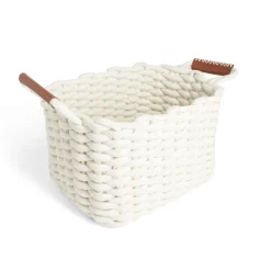 Rangement|Gifi Panière rectangulaire tricot coton blanc 35x20xH25cm