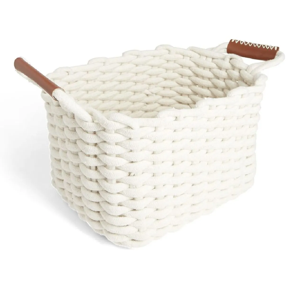 Rangement|Gifi Panière rectangulaire tricot coton blanc 35x20xH25cm