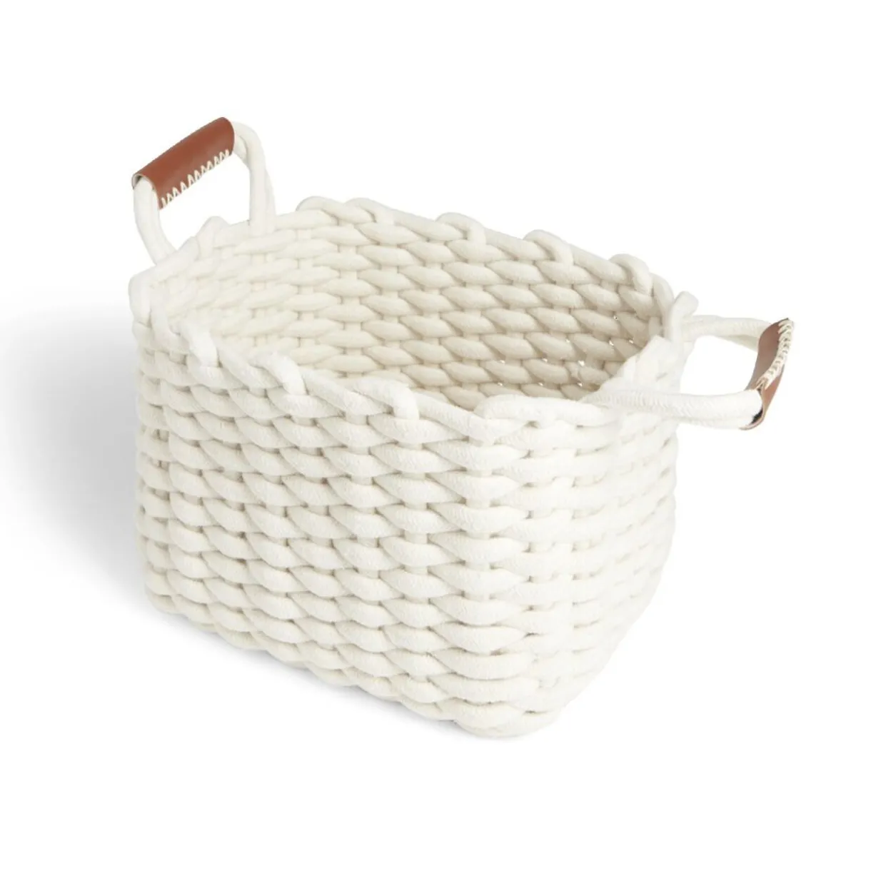 Rangement|Gifi Panière rectangulaire tricot coton blanc 35x20xH25cm