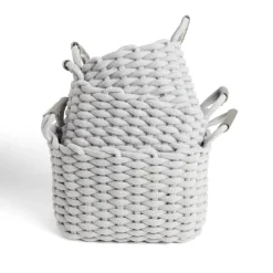 Rangement|Gifi Panière rectangulaire tricot coton gris 28x17xH23cm