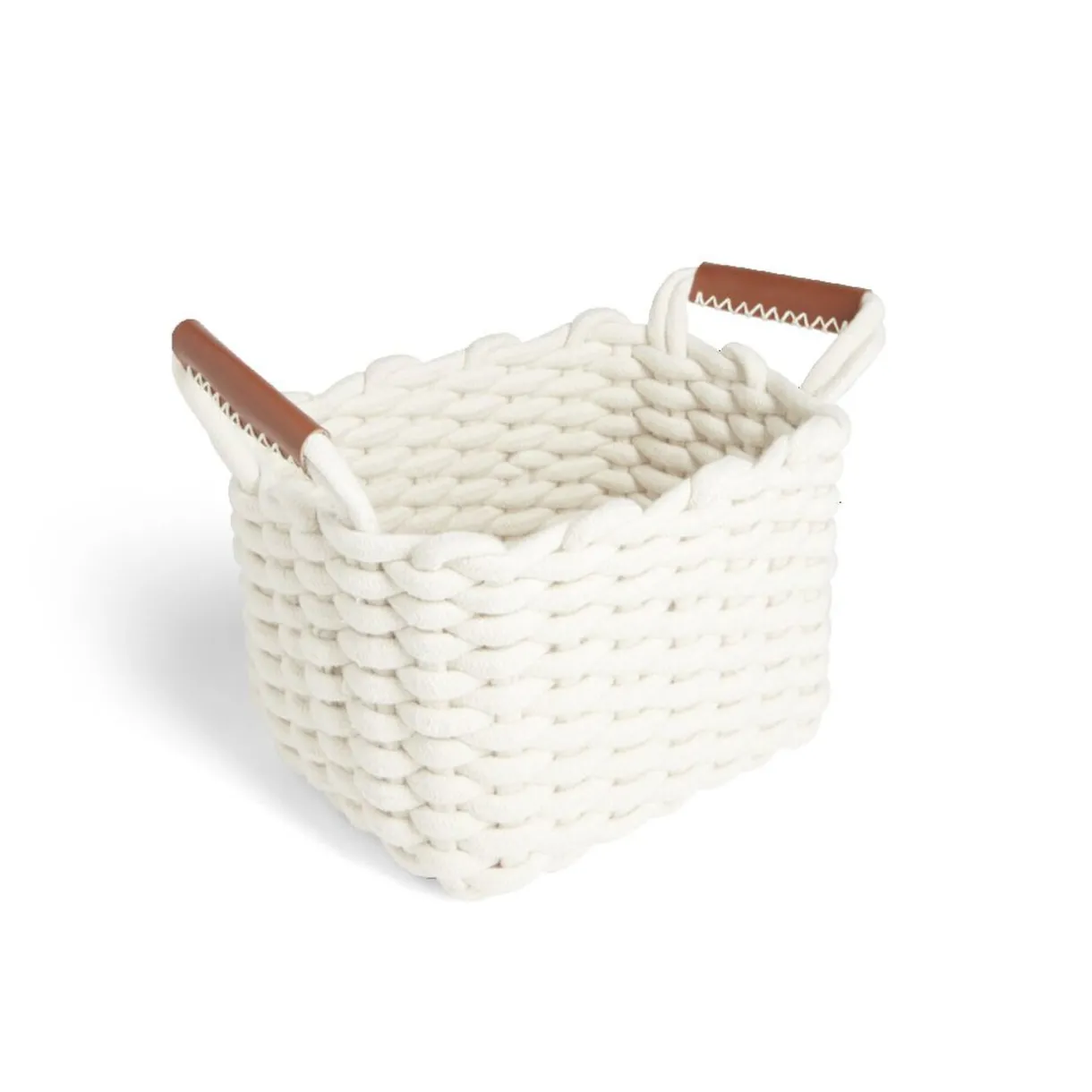 Rangement|Gifi Panière rectangulaire tricot coton blanc 28x17xH23cm